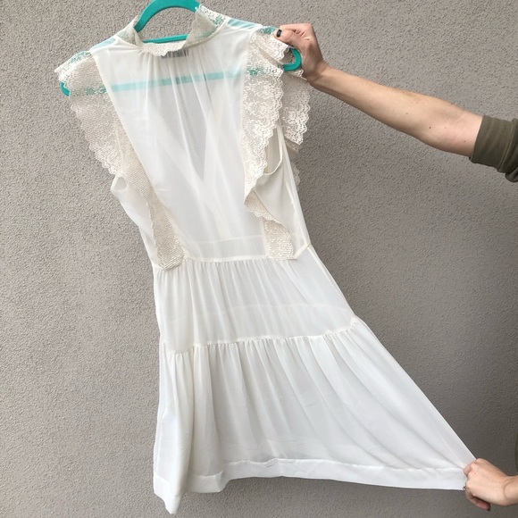 Sandro Paris sheer midi dress with lace detail size 2 - Picture 15 of 16